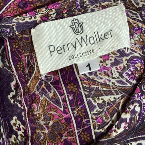 Perry Walker Collective Silk Blend Purple Pink Paisley Shift Maxi Dress 1 S - Picture 3 of 7